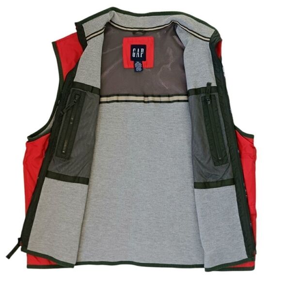 Vintage GAP Vest Y2K Streetwear Althetic Thermal Lined Zip Pocket Neon Men's XXL - Picture 2 of 15